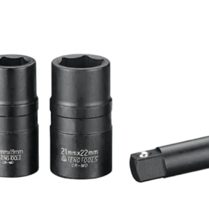 TENG 3PCE 1/2" DR. DOUBLE ENDED WHEEL NUT IMPACT SOCKET SET 17/19 & 21/22MM + 3" EXTENSION
