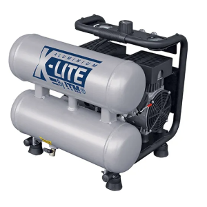 X-LITE AIR COMPRESSOR SILENT 1HP ALUMINIUM TWIN TANK 10L FAD 62L/MIN