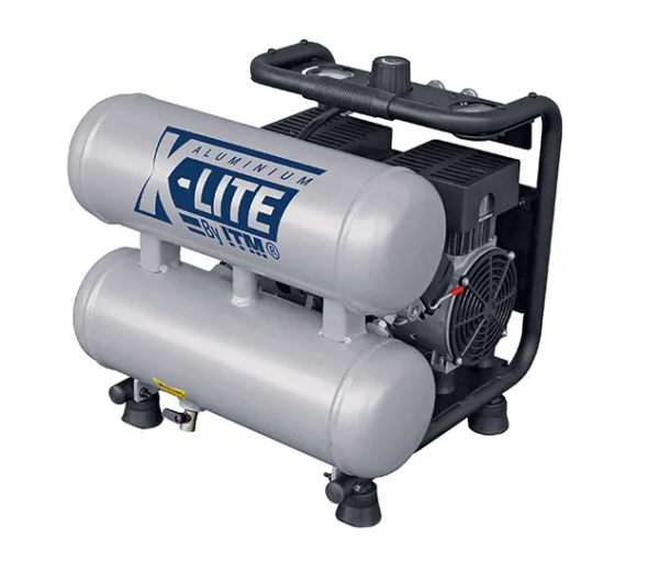 X-LITE AIR COMPRESSOR SILENT 1HP ALUMINIUM TWIN TANK 10L FAD 62L/MIN