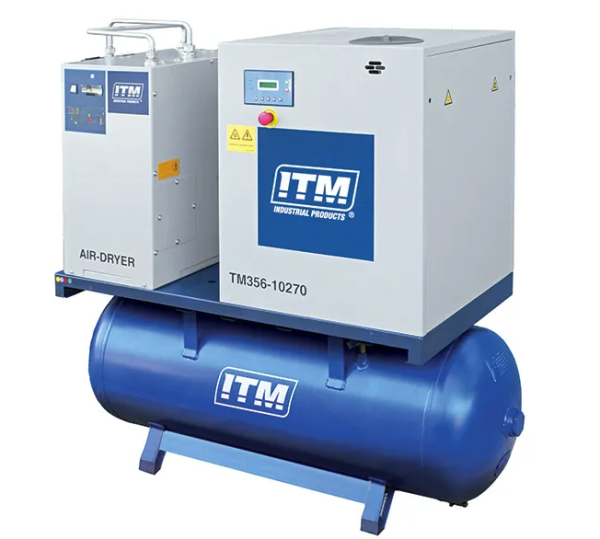 ITM AIR COMPRESSOR ROTARY SCREW WITH REFRIGERATED DRYER, 3 PHASE, 10HP, 270LTR, FAD 1080