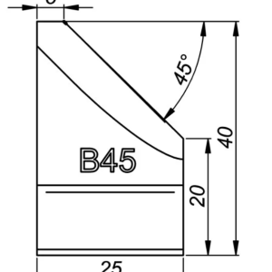 ITM EXTERNAL TOOL BIT, B45, 45 DEG X 40MM HIGH, TO SUIT PRO5PB BEVELLER